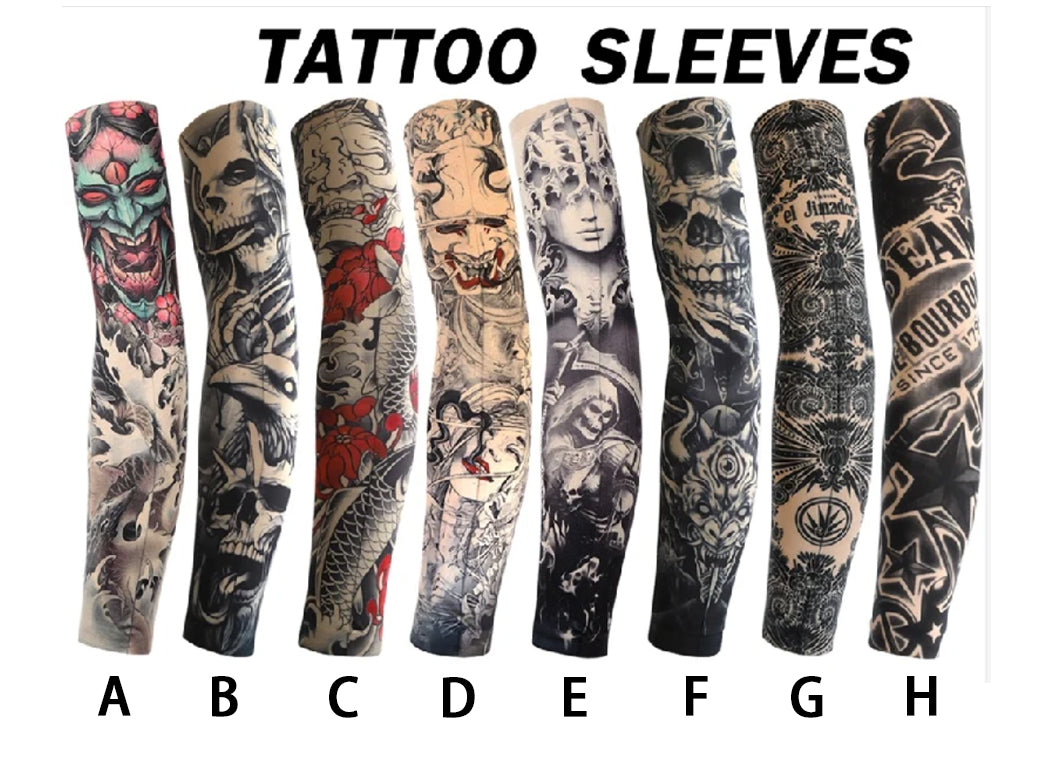 8 PCS Tattoo Sleeves Unisex Summer Cycling Sun Protection Arm Covers Beach Driving Fishing Breathable Nightclub Elastic Sleeves