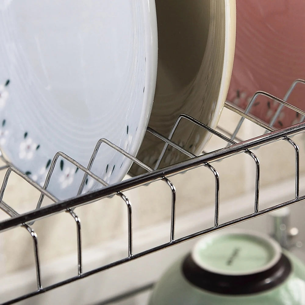 2 Tier Dish Drainers Drying Rack for Kitchen Detachable Large Organizer With Utensil Holde and Extra Drain tray Countertop Dryer