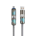 USB、Type C, lightning-Max 240W Fast Charging and Data Sync MFISH 4-in-1 Multi-Function USB Charging Cable for 16/15, iPad