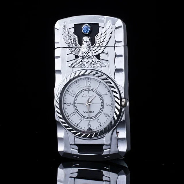 Gecko Shape Quartz Clock Lighter, Compact Gas Lighter, Butane Jet Torch, Cigarette Cigar, Direct Fire Lighter, Men's Gift