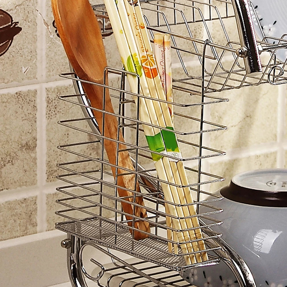 2 Tier Dish Drainers Drying Rack for Kitchen Detachable Large Organizer With Utensil Holde and Extra Drain tray Countertop Dryer