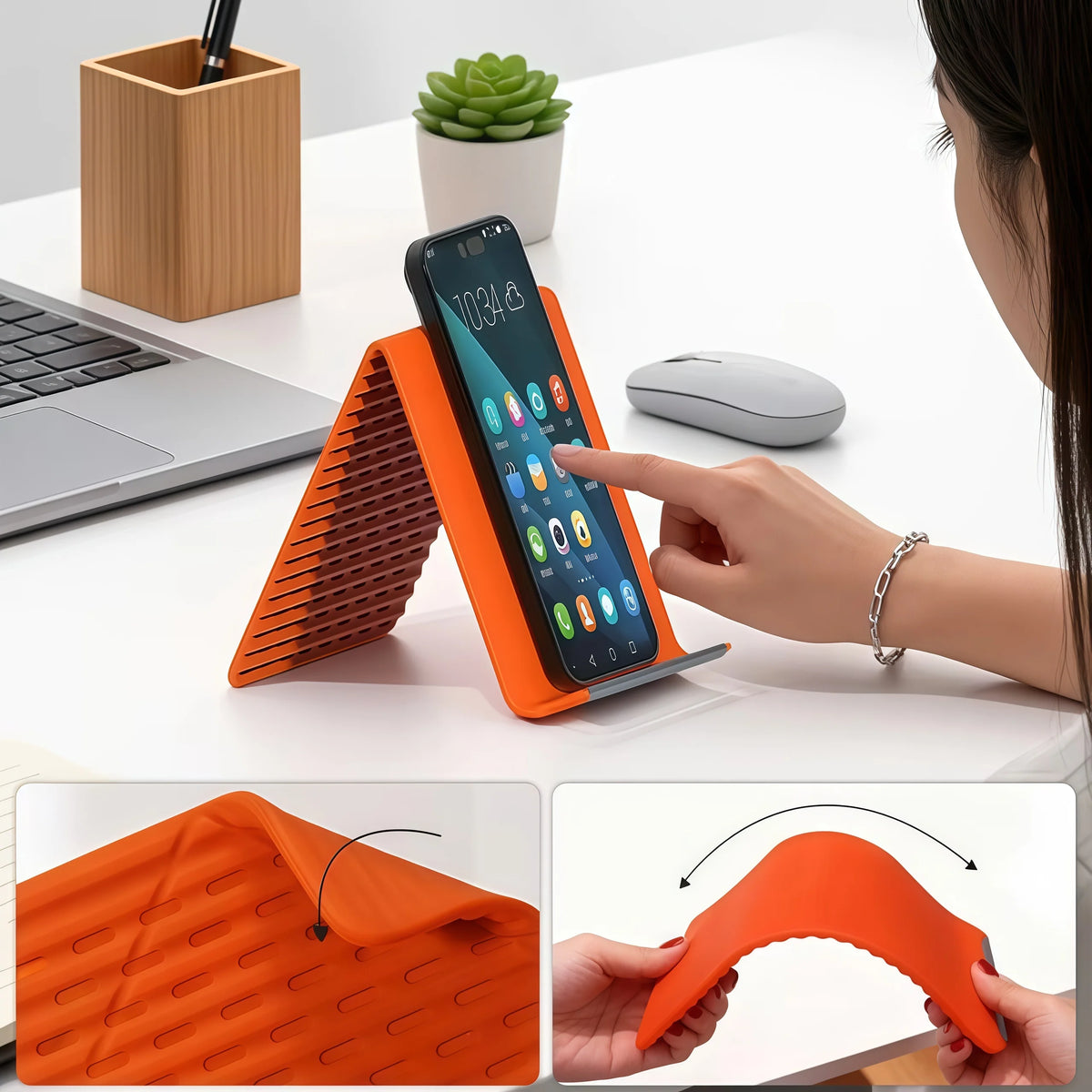 Foldable Silicone Phone Holder, Portable and Can Be Freely Bent Into Any Shape, Suitable for Multi Angle Adjustable Phone Holder